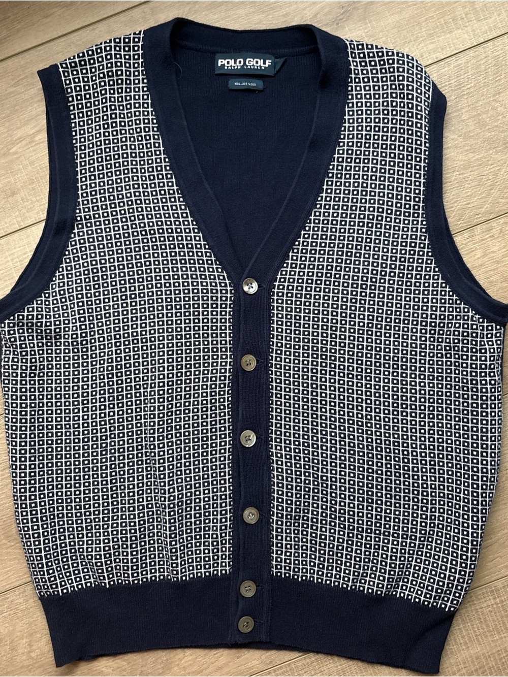 Polo Golf Navy & White Geometric Knit Vest